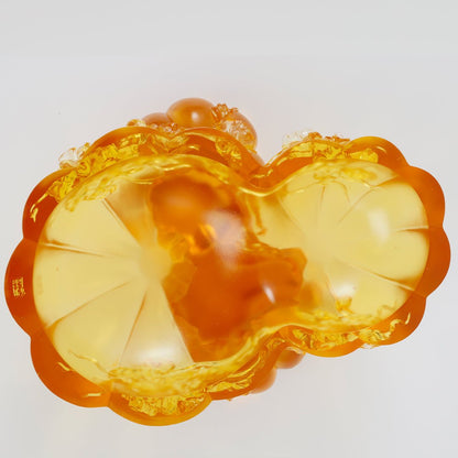 Crystal Bowl With Squash Shape, Golden Gourds of Fortune