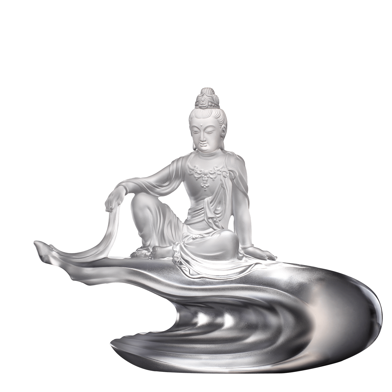 Crystal Buddha, Guanyin, Light Exists Because of Love-Heart of Guanyin - LIULI Crystal Art
