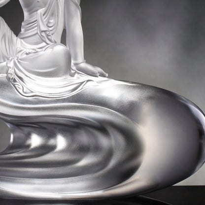 Crystal Buddha, Guanyin, Light Exists Because of Love-Heart of Guanyin - LIULI Crystal Art