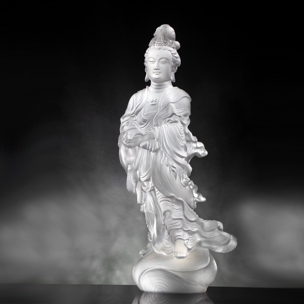 Crystal Buddha, Guanyin, Light Exists Because of Love-Joyous World - LIULI Crystal Art