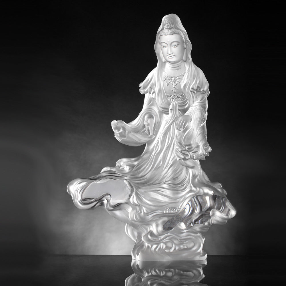Crystal Buddha, Guanyin, Light Exists Because of Love-Rain of Truth, a Compassionate Heart - LIULI Crystal Art