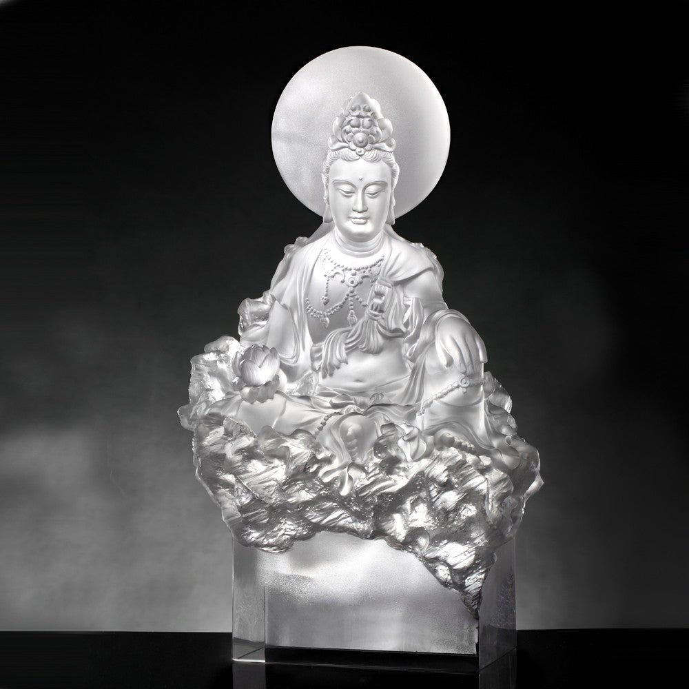 Crystal Buddha, Guanyin, Light Exists Because of Love-Tranquil, at Peace - LIULI Crystal Art