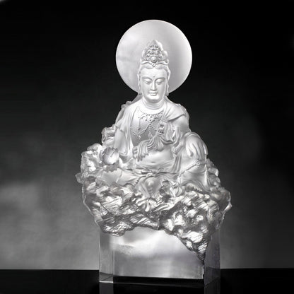 Crystal Buddha, Guanyin, Light Exists Because of Love-Tranquil, at Peace - LIULI Crystal Art