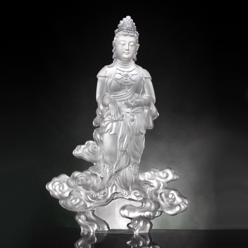 Crystal Buddha, Guanyin, Light Exists Because of Love-Wishes Fulfilled - LIULI Crystal Art