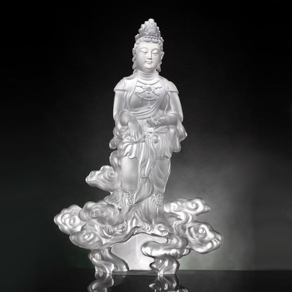 Crystal Buddha, Guanyin, Light Exists Because of Love-Wishes Fulfilled - LIULI Crystal Art