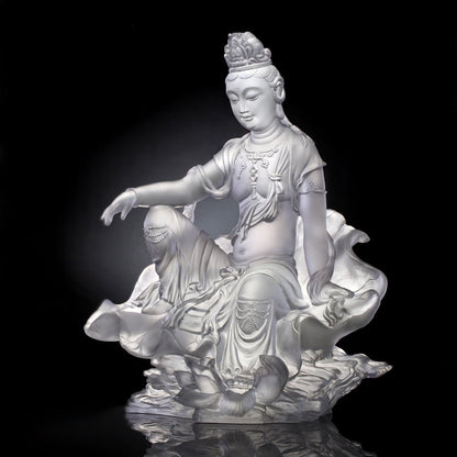 Crystal Buddha, Guanyin, Mortal Smile-Guanyin of Fulfillment and Purity - LIULI Crystal Art