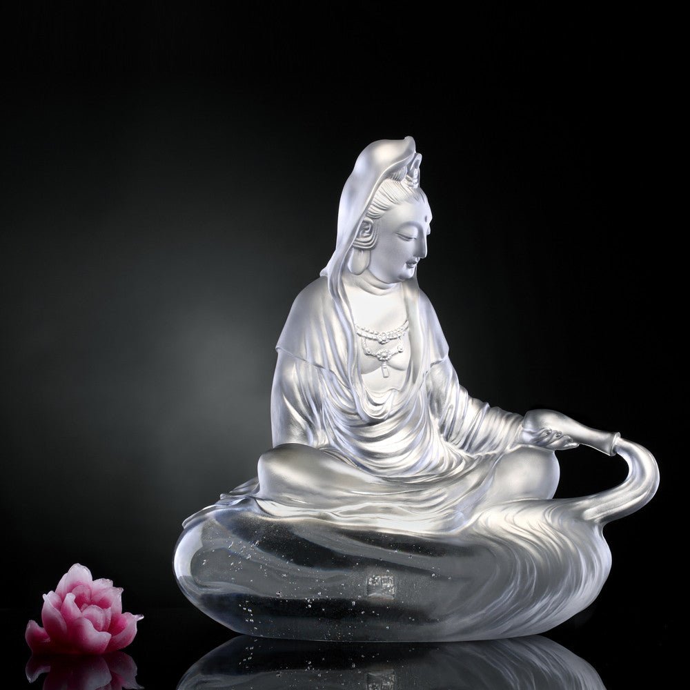 Crystal Buddha, Guanyin, Mortal Smile-Heart of Pure Dew - LIULI Crystal Art