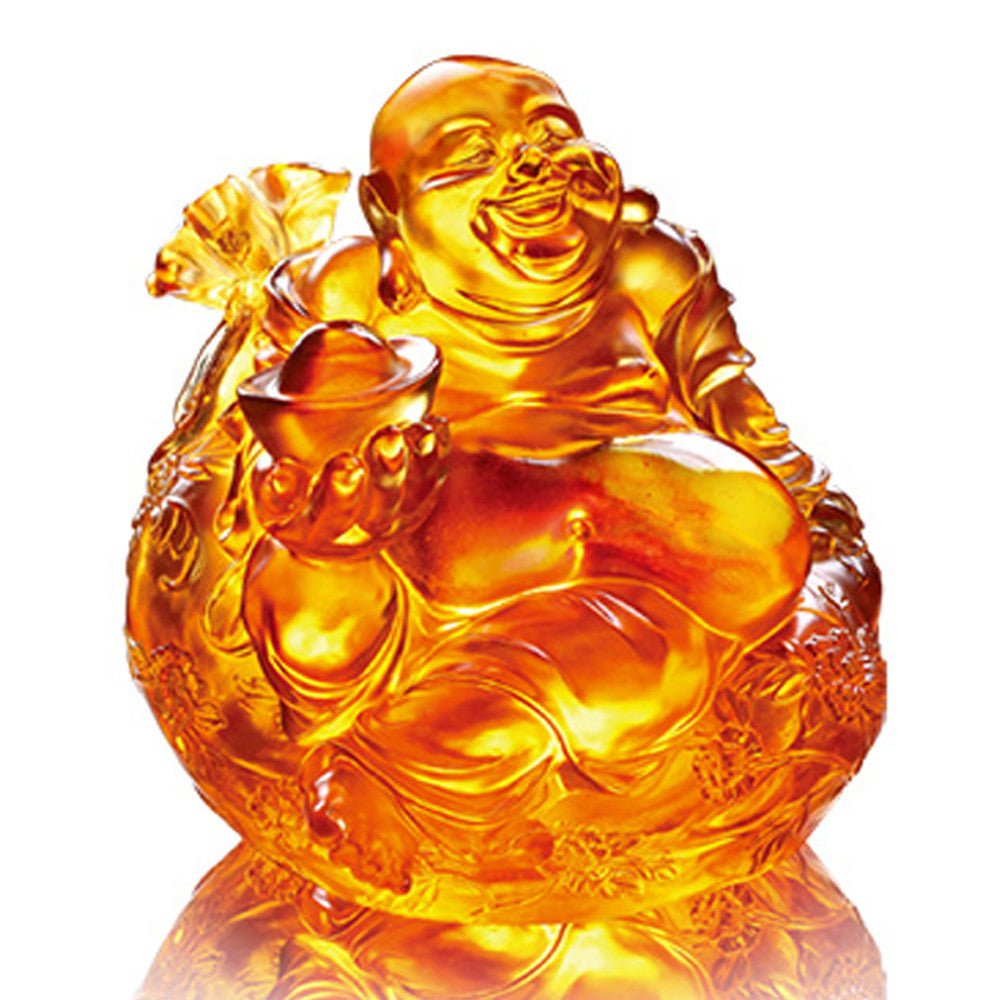 Crystal Buddha, Happy Belly Buddha, Joyous Grand Fulfillment - LIULI Crystal Art