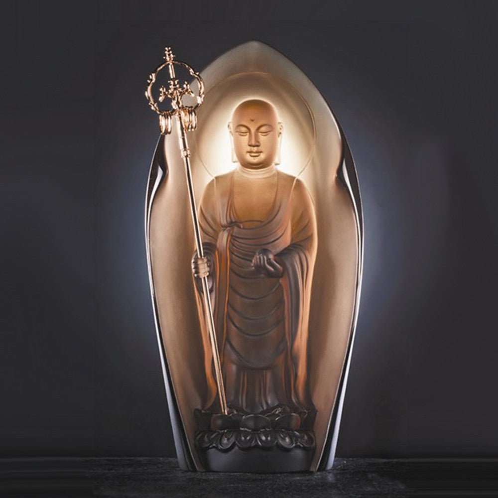 Crystal Buddha, Ksitigarbha Bodhisattva, Fulfillment of Lotus Radiance - LIULI Crystal Art