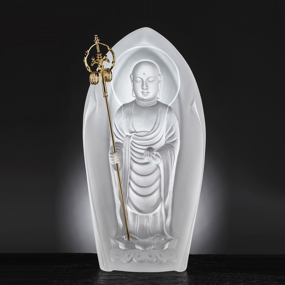 Crystal Buddha, Ksitigarbha Bodhisattva, Fulfillment of Lotus Radiance - LIULI Crystal Art