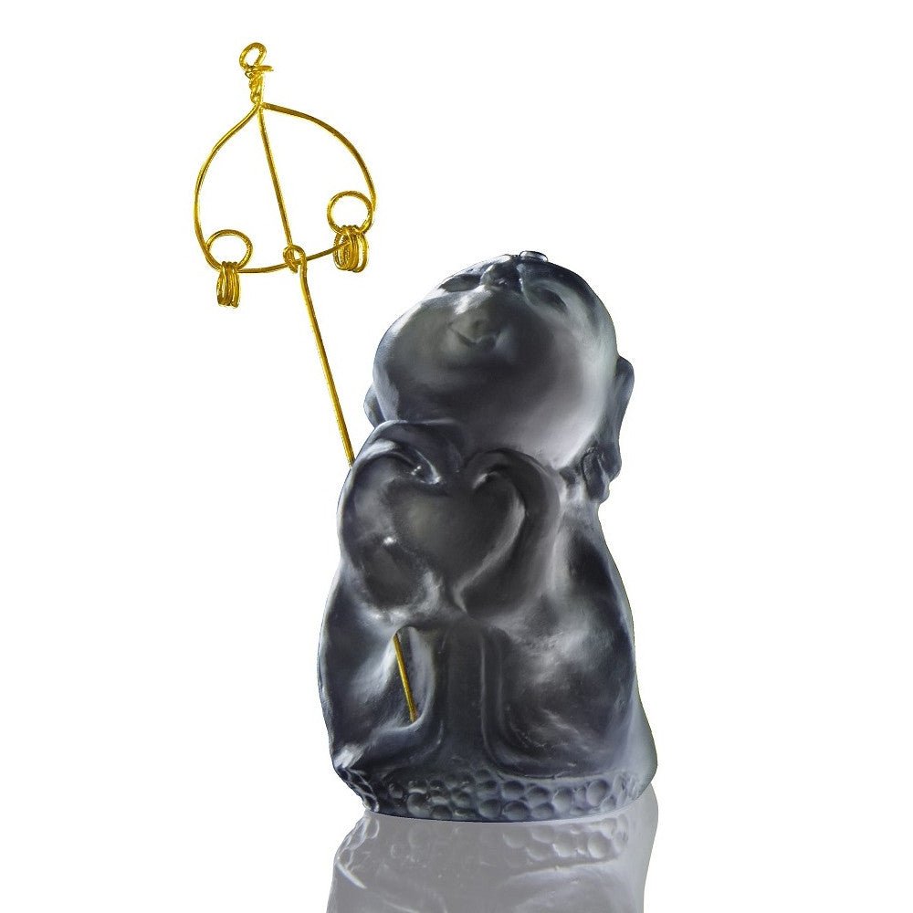 Crystal Buddha, Ksitigarbha Bodhisattva, Joyous and Worry-Free-A Kind Heart Rewarded - LIULI Crystal Art