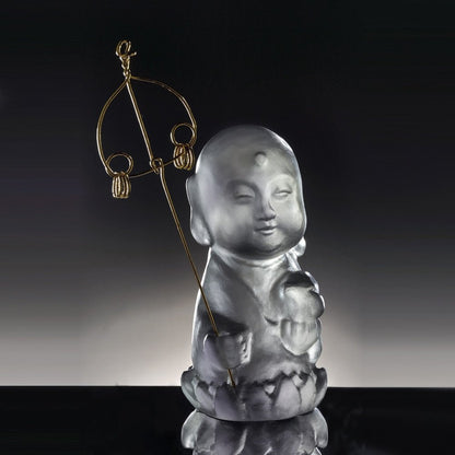 Crystal Buddha, Ksitigarbha Bodhisattva, Joyous and Worry-Free-Healthy, Happy - LIULI Crystal Art