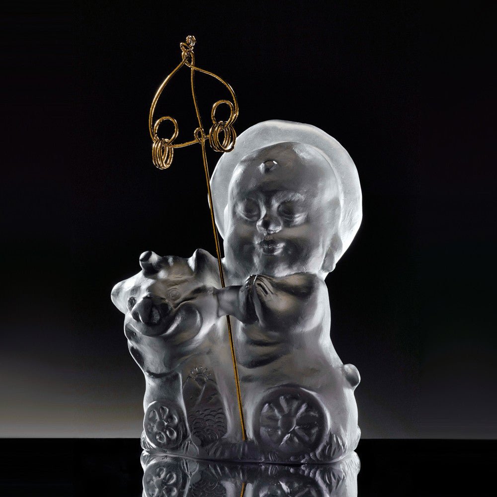 Crystal Buddha, Ksitigarbha Bodhisattva, Joyous and Worry-Free-Safe Travels - LIULI Crystal Art
