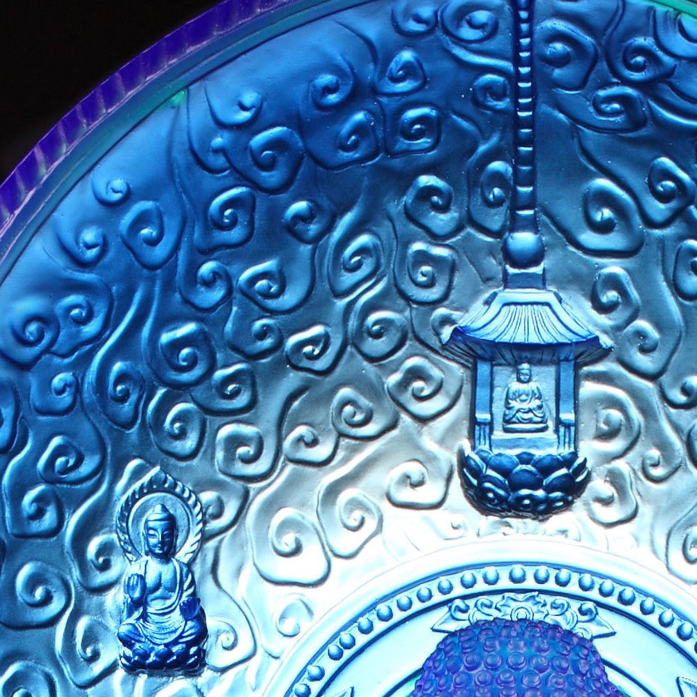 Crystal Buddha, Medicine Buddha, Healing Buddha, Blue Medicine Liuli Buddha - LIULI Crystal Art