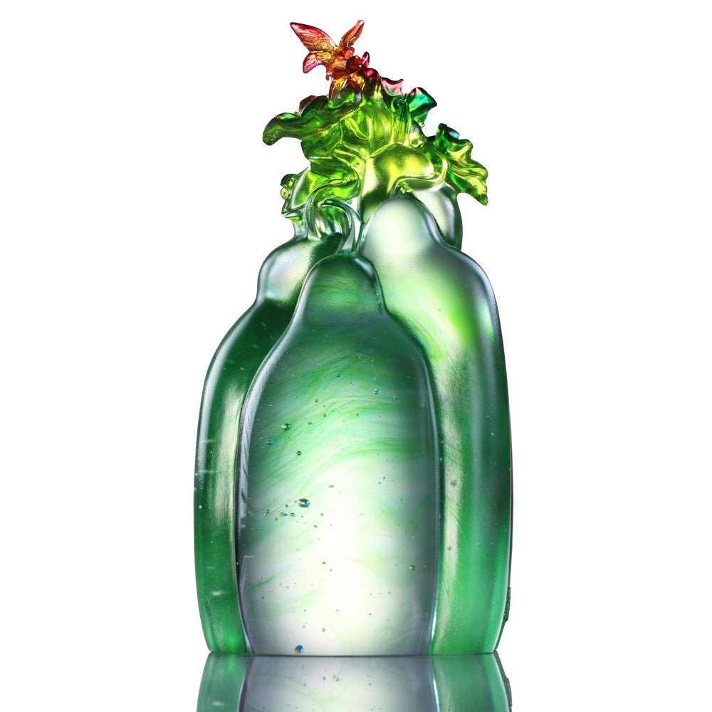 Crystal Butterfly and Gourd, Hulu, Verdant Layers of Fortune - LIULI Crystal Art