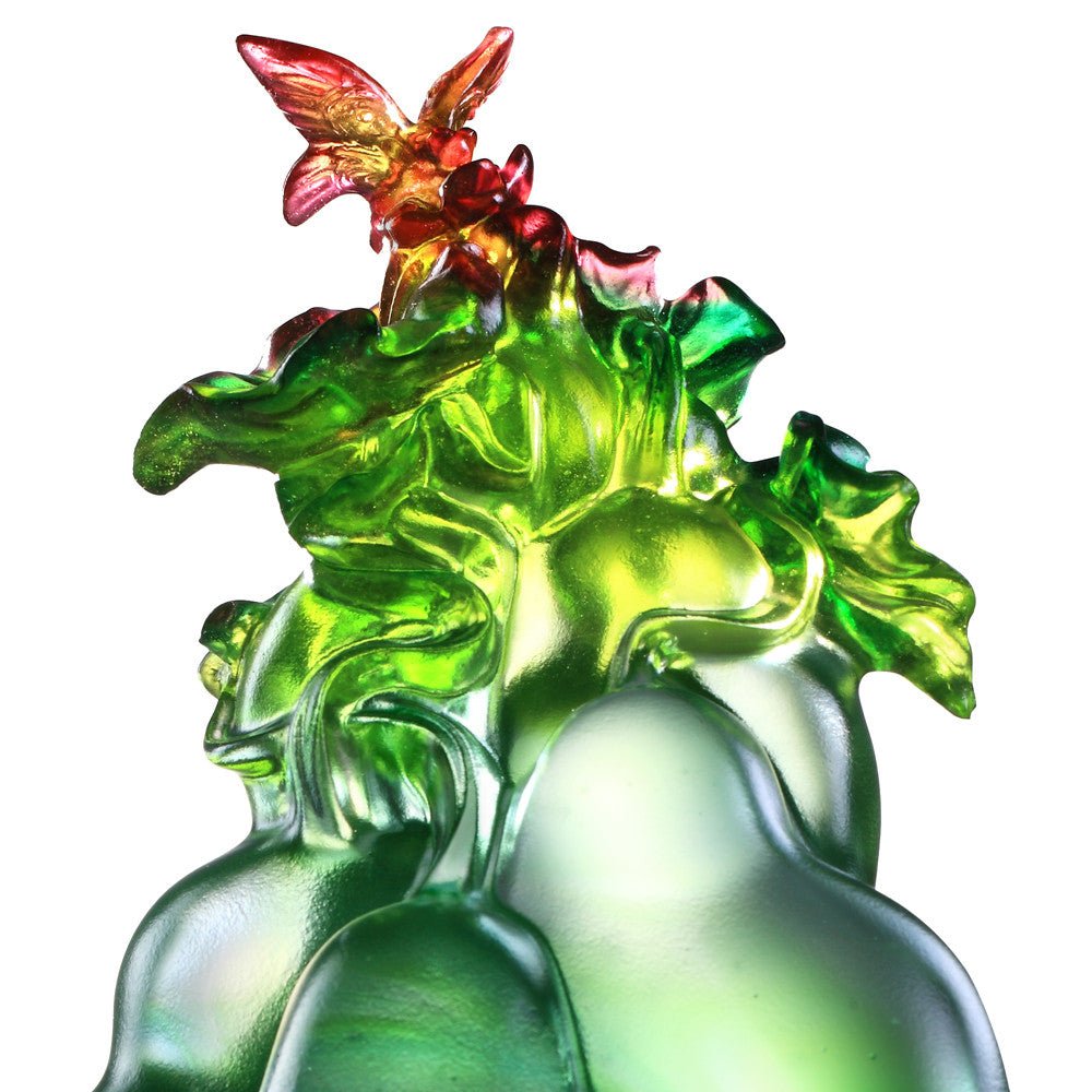 Crystal Butterfly and Gourd, Hulu, Verdant Layers of Fortune - LIULI Crystal Art