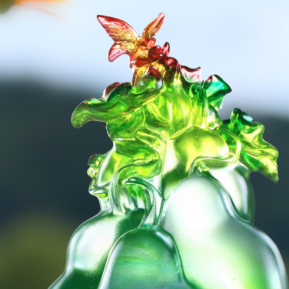 Crystal Butterfly and Gourd, Hulu, Verdant Layers of Fortune - LIULI Crystal Art