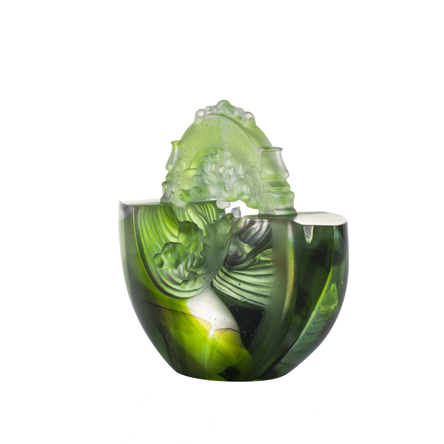 Crystal Chinese Ingot, Gold Nugget, Ubiquitous Brilliance of the Dragon - LIULI Crystal Art