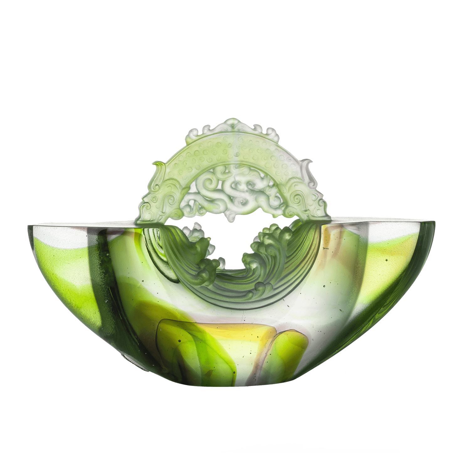Crystal Chinese Ingot, Gold Nugget, Ubiquitous Brilliance of the Dragon - LIULI Crystal Art