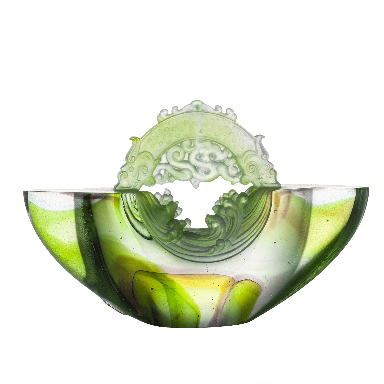 Crystal Chinese Ingot, Gold Nugget, Ubiquitous Brilliance of the Dragon - LIULI Crystal Art