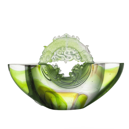 Crystal Chinese Ingot, Gold Nugget, Ubiquitous Brilliance of the Dragon - LIULI Crystal Art