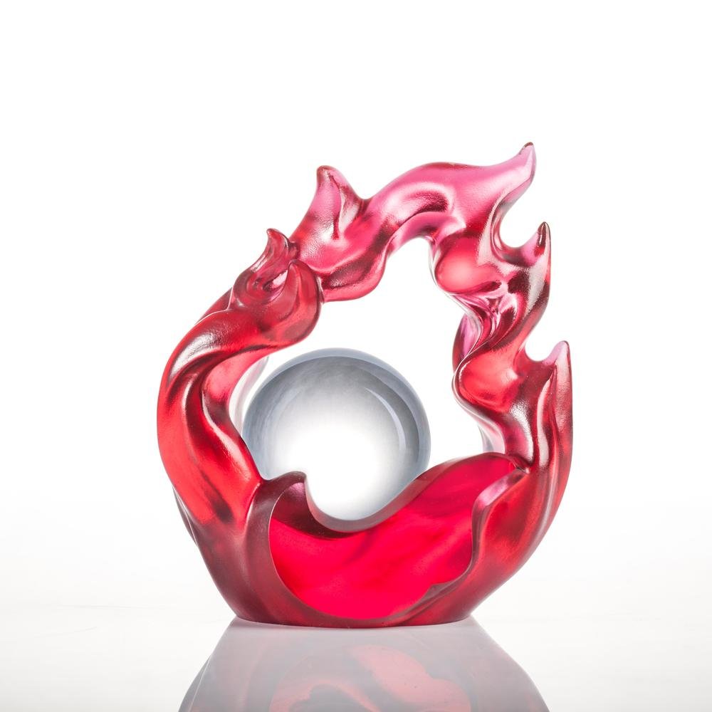 Crystal Desk Decor, Fire, Feng Shui, As The Good World Turns - Glorious Turning of Ruyi - LIULI Crystal Art