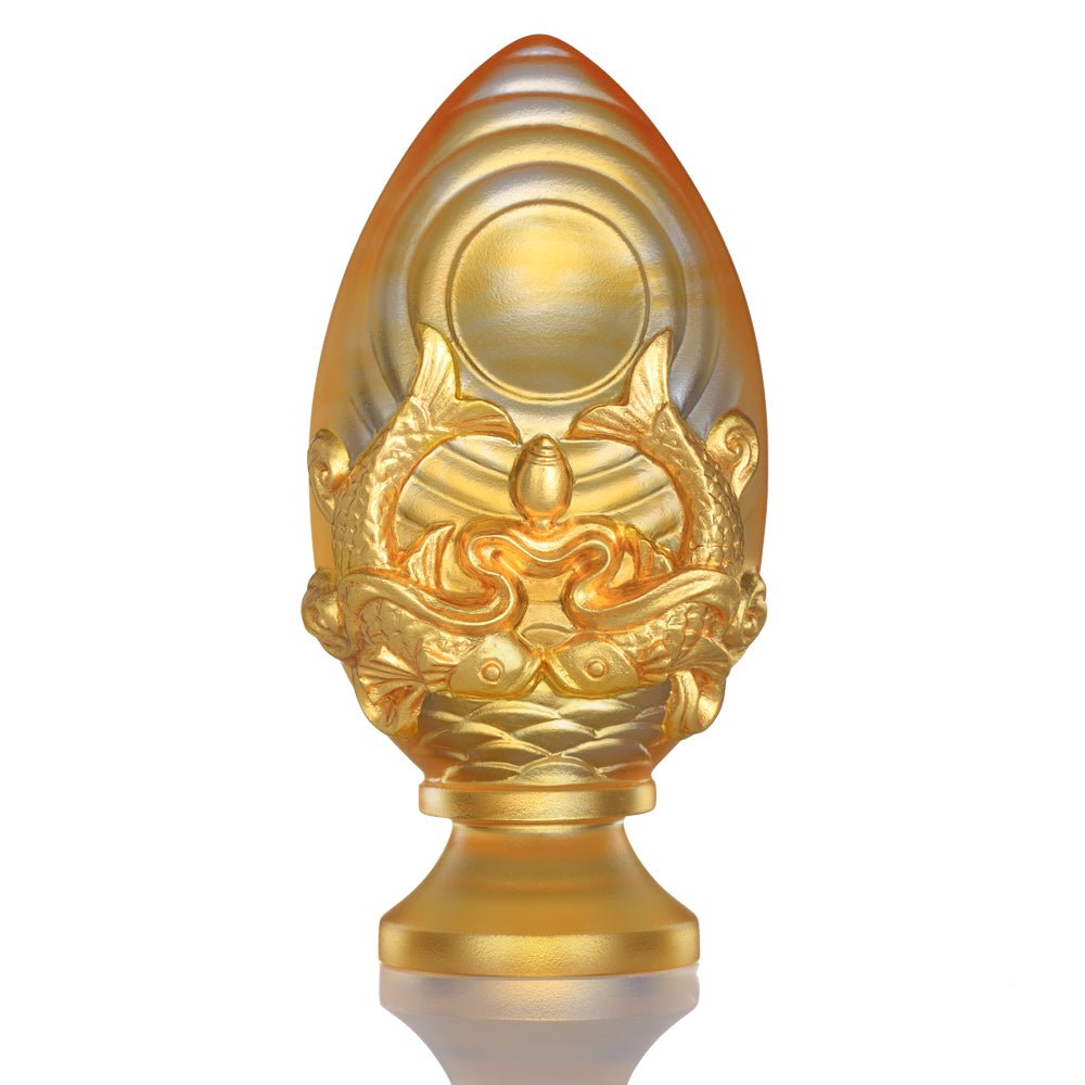 Crystal Feng Shui, Eight Auspicious Offerings, Pair of Golden Fish-Auspicious Clarity - LIULI Crystal Art