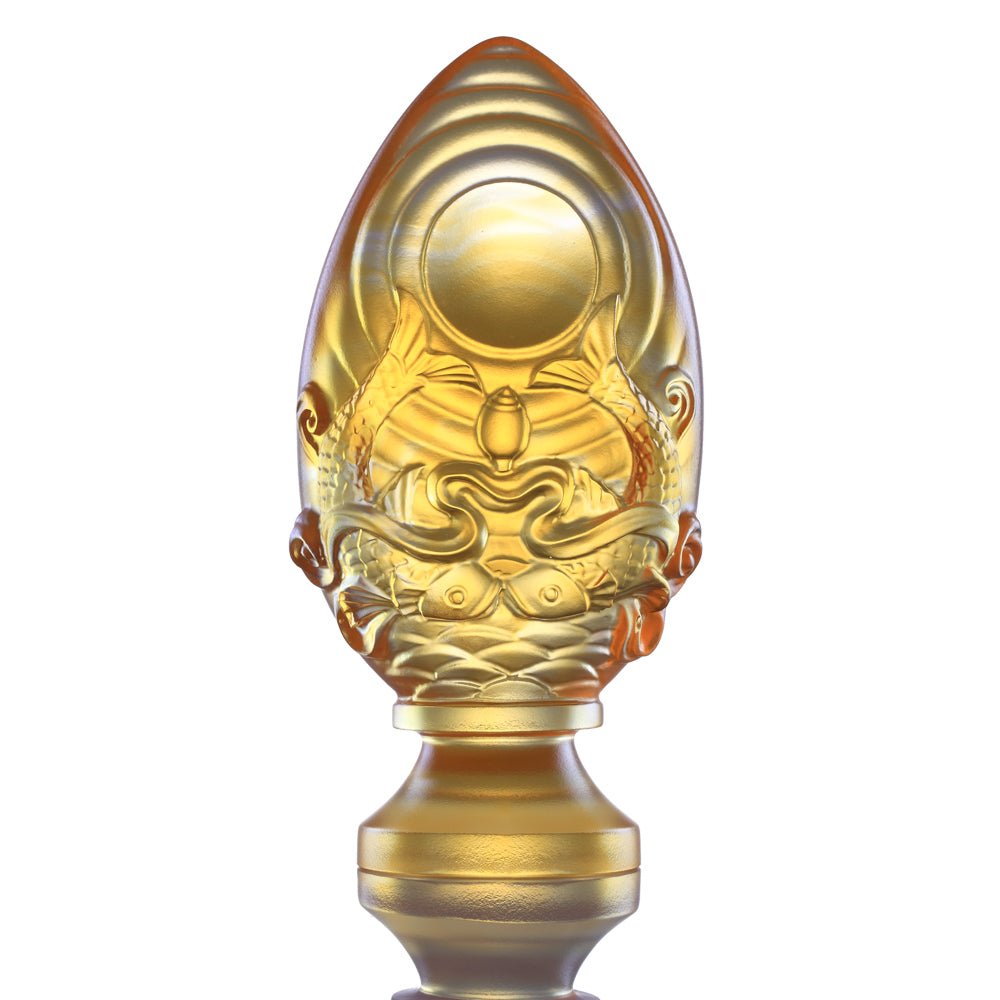 Crystal Feng Shui, Eight Auspicious Offerings, Pair of Golden Fish-Auspicious Clarity - LIULI Crystal Art