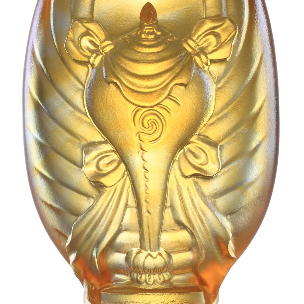 Crystal Feng Shui, Eight Auspicious Offerings, White Conch-Auspicious Sound - LIULI Crystal Art