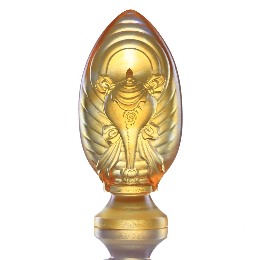 Crystal Feng Shui, Eight Auspicious Offerings, White Conch-Auspicious Sound - LIULI Crystal Art
