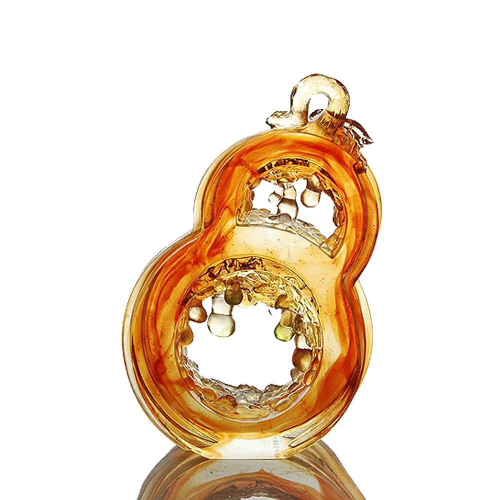 Crystal Feng Shui Gourd, Hulu, Emerald Green Fortune - LIULI Crystal Art