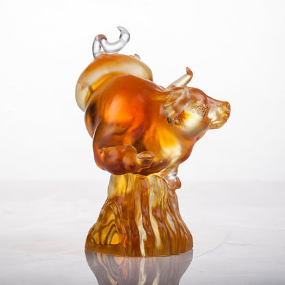 LIULI Year of the Ox 2021 Crystal Statue Peak - LIULI Crystal Art