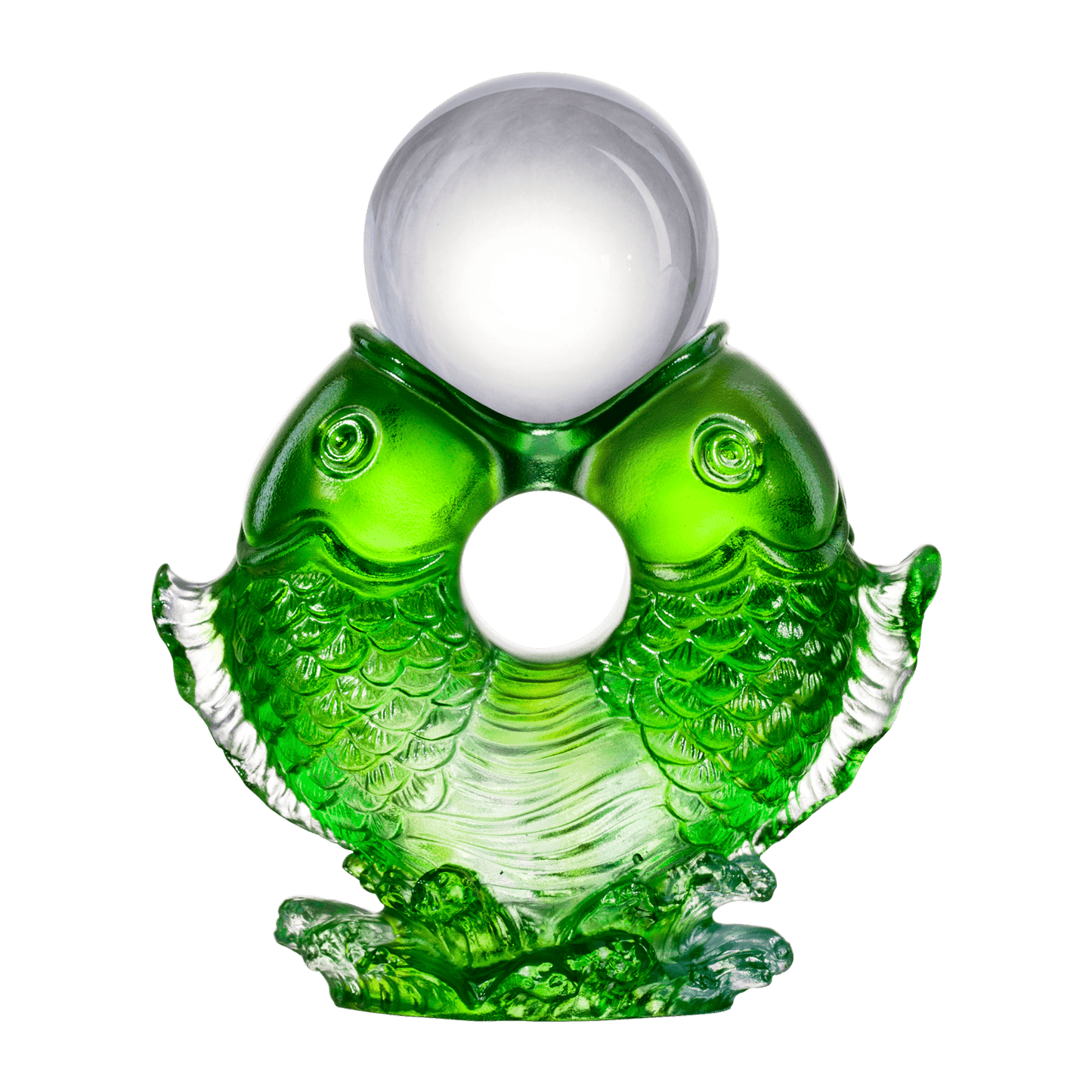 Crystal Fish, Feng Shui, As The Good World Turns-Twin Fish Turning of Ruyi - LIULI Crystal Art