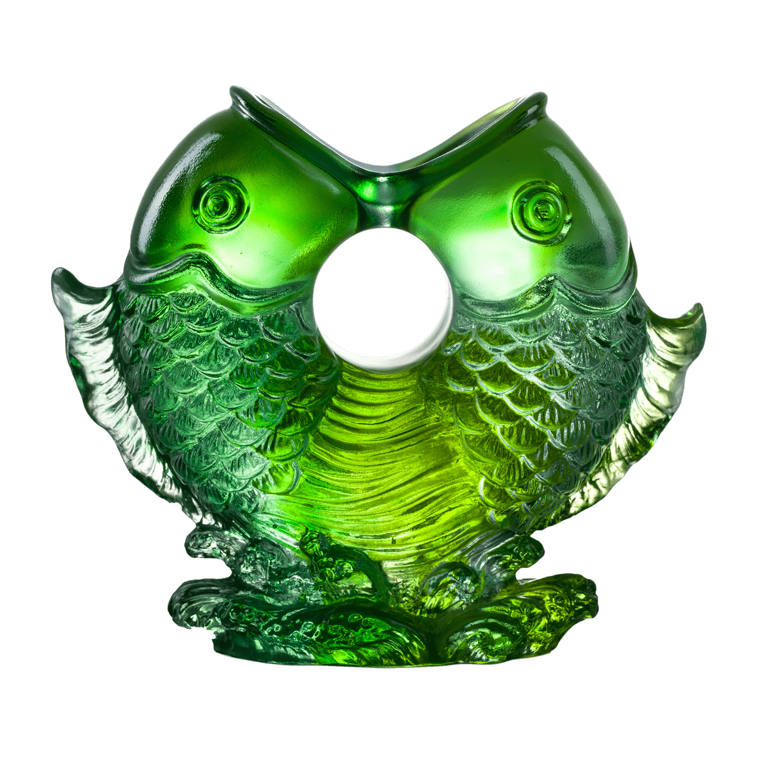 Crystal Fish, Feng Shui, As The Good World Turns-Twin Fish Turning of Ruyi - LIULI Crystal Art