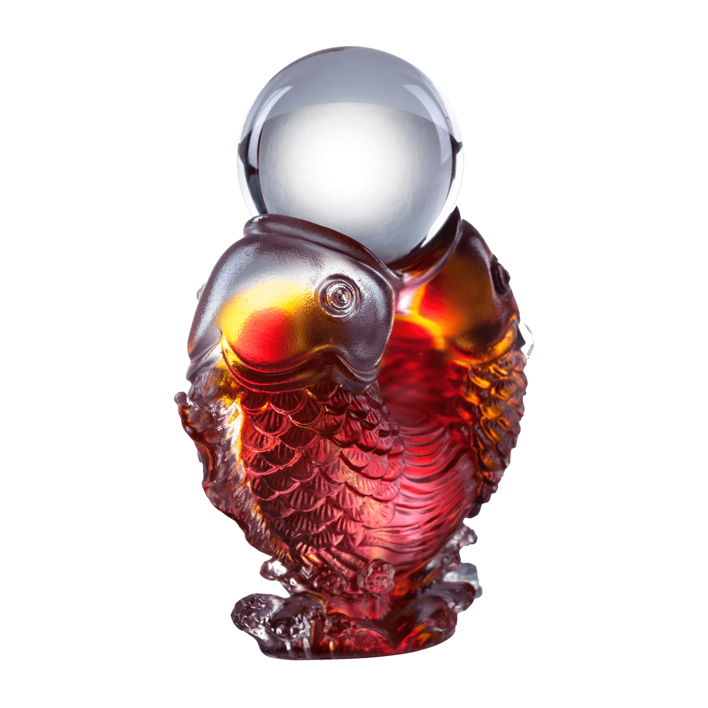 Crystal Fish, Feng Shui, As The Good World Turns-Twin Fish Turning of Ruyi - LIULI Crystal Art