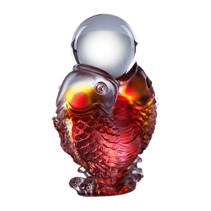 Crystal Fish, Feng Shui, As The Good World Turns-Twin Fish Turning of Ruyi - LIULI Crystal Art
