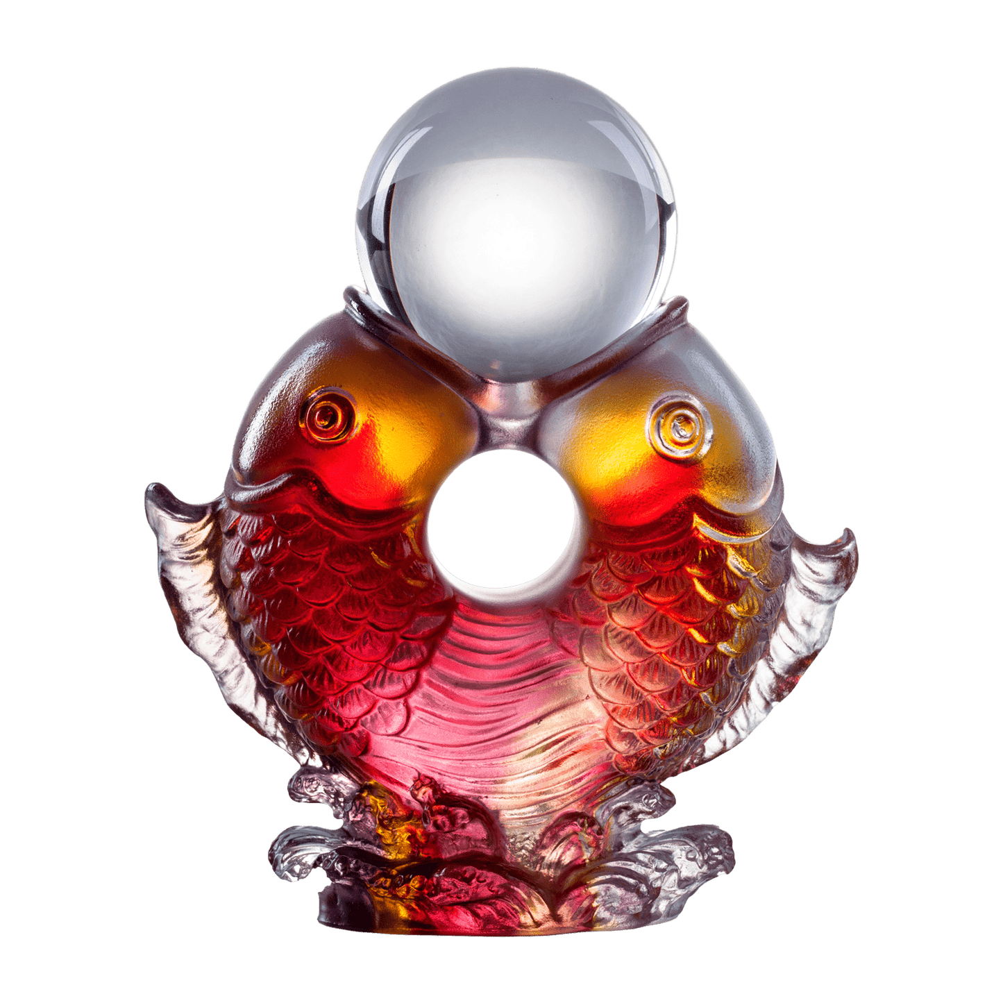 Crystal Fish, Feng Shui, As The Good World Turns-Twin Fish Turning of Ruyi - LIULI Crystal Art