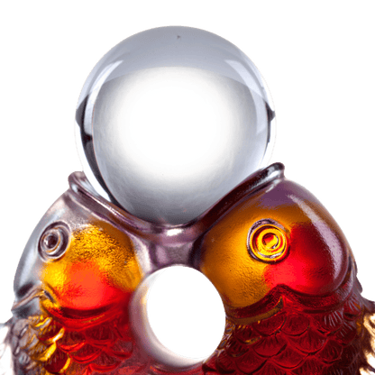 Crystal Fish, Feng Shui, As The Good World Turns-Twin Fish Turning of Ruyi - LIULI Crystal Art