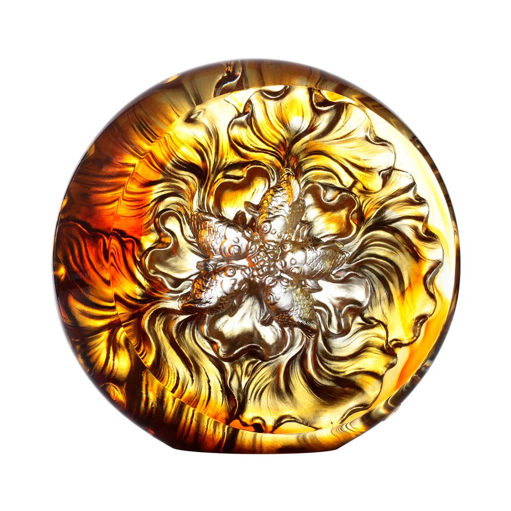 Crystal Fish, Goldfish, Grand Fulfillment - LIULI Crystal Art