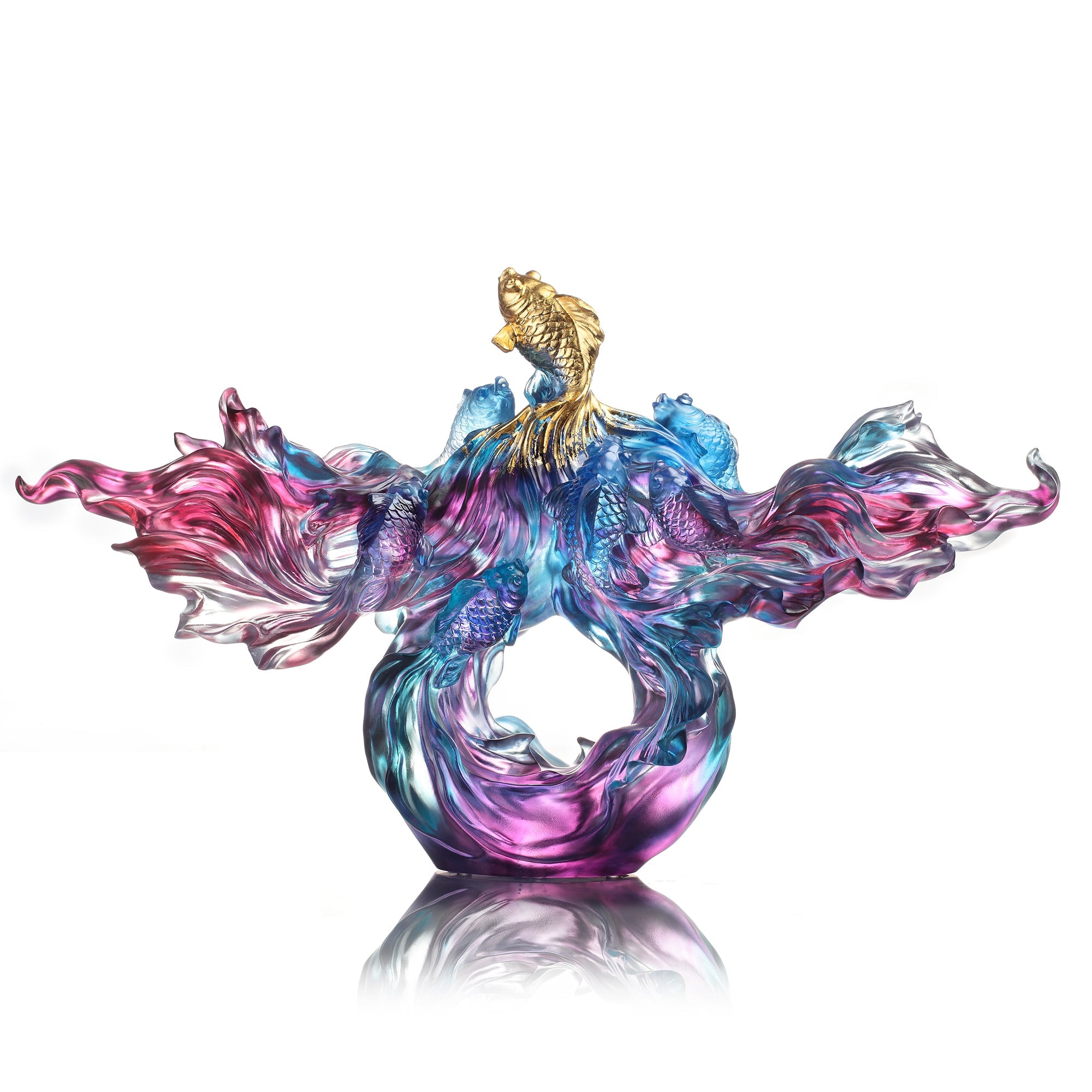 Crystal Fish, Goldfish, Rising New Era, 24k Gold Leaf - LIULI Crystal Art