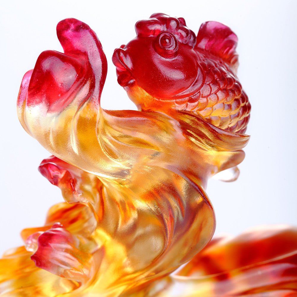 Crystal Fish, Goldfish, Upstream In Song - LIULI Crystal Art