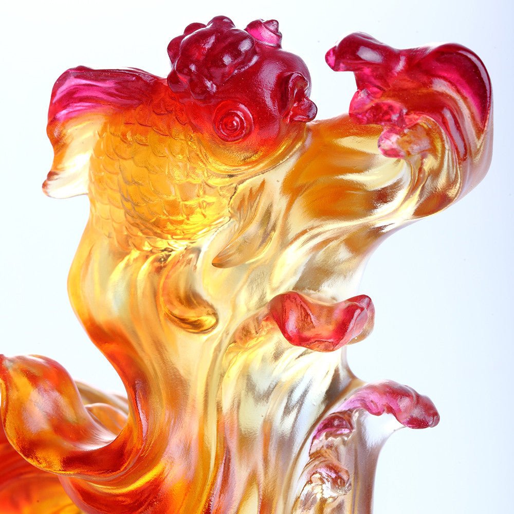 Crystal Fish, Goldfish, Upstream In Song - LIULI Crystal Art