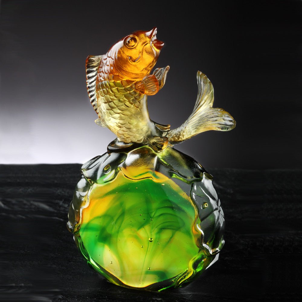 Crystal Fish, Koi Fish, Somersault To The Top - LIULI Crystal Art