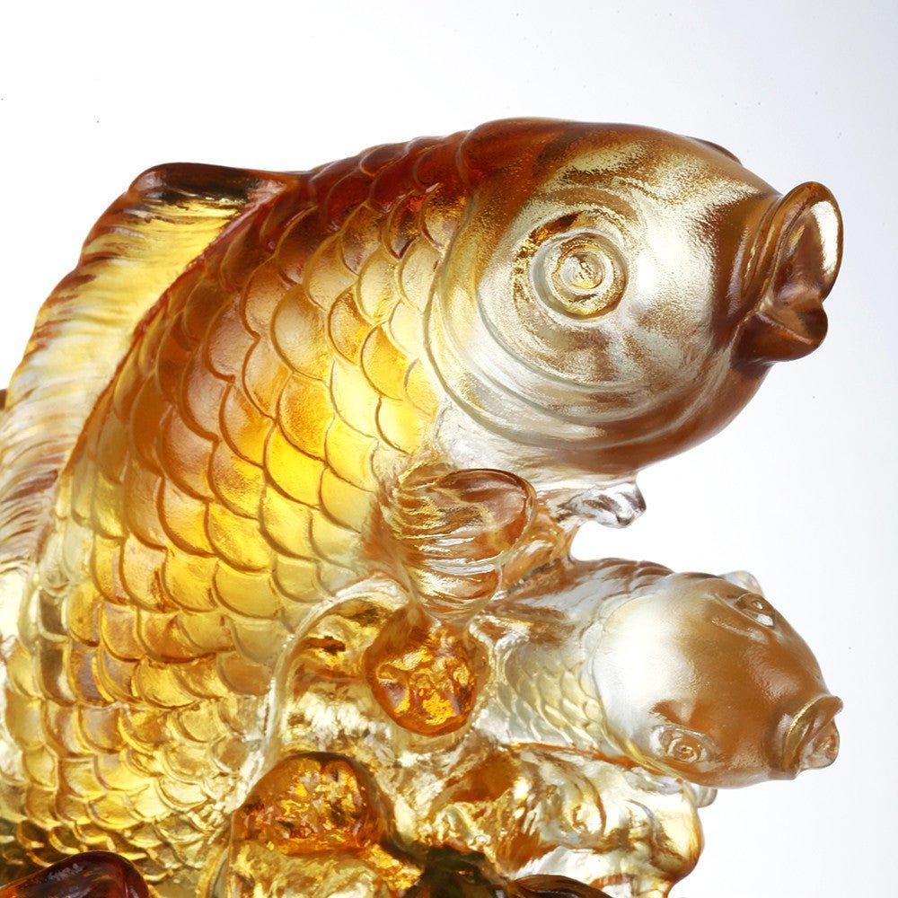 Crystal Fish, Koi Fish, Together We Charge - LIULI Crystal Art
