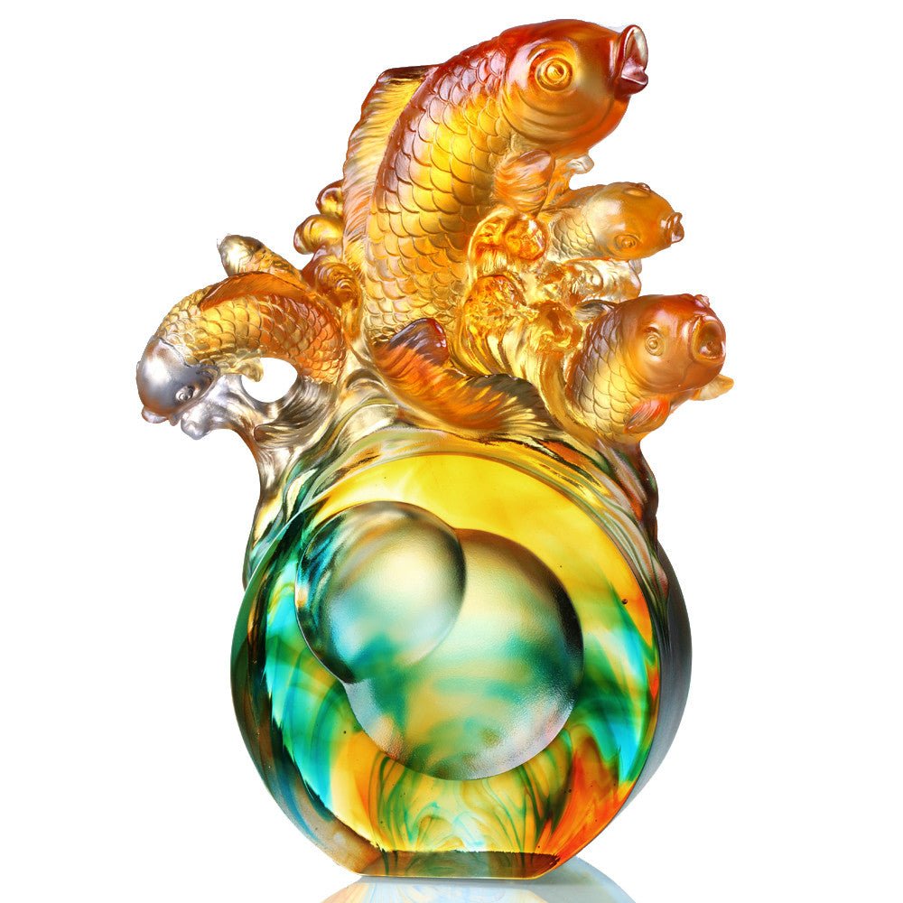 Crystal Fish, Koi Fish, Together We Charge - LIULI Crystal Art