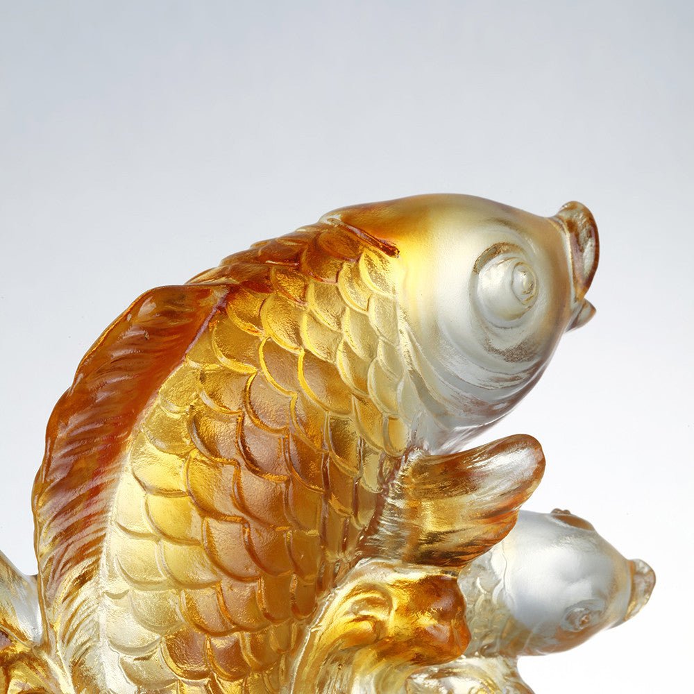 Crystal Fish, Koi Fish, Together We Charge - LIULI Crystal Art