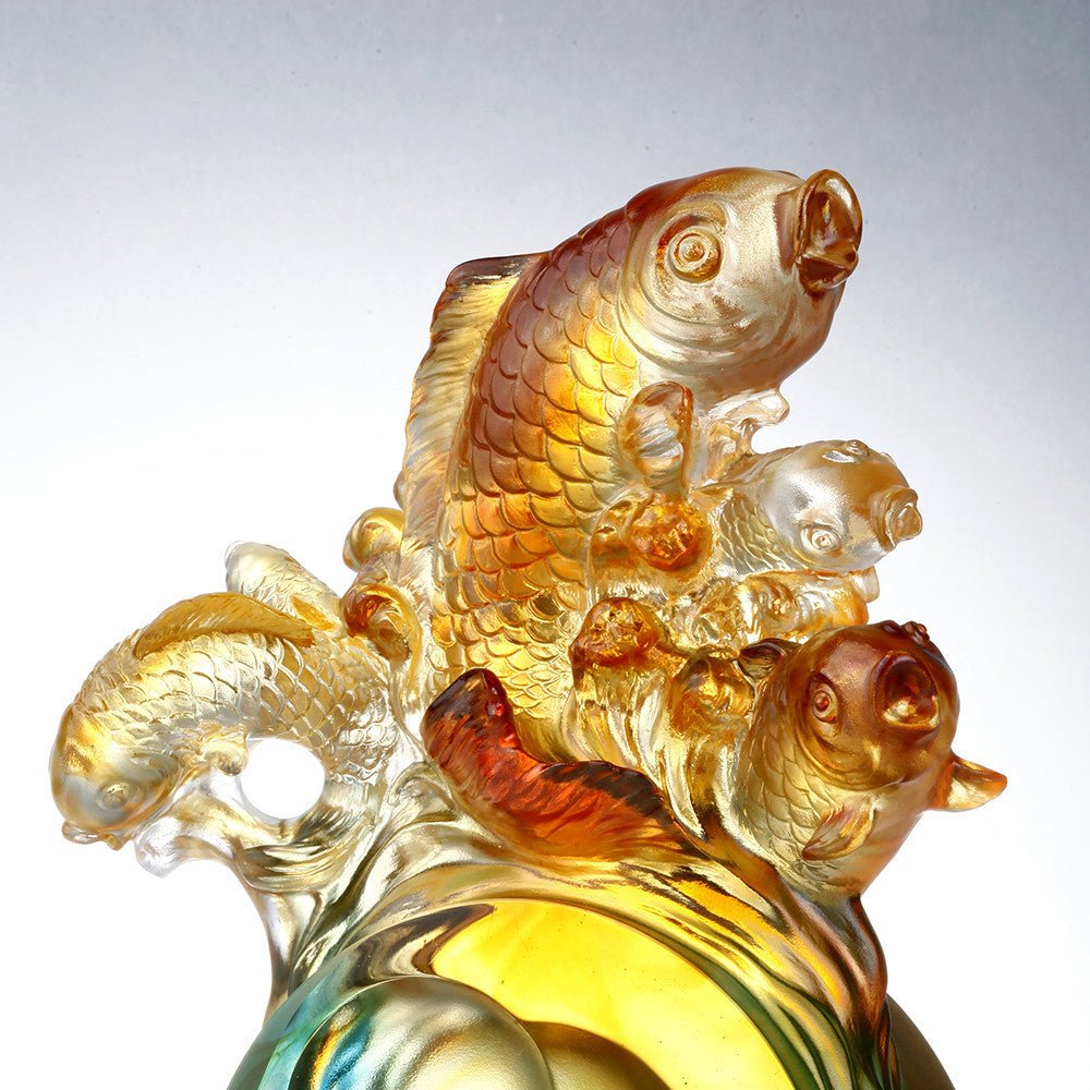 Crystal Fish, Koi Fish, Together We Charge - LIULI Crystal Art