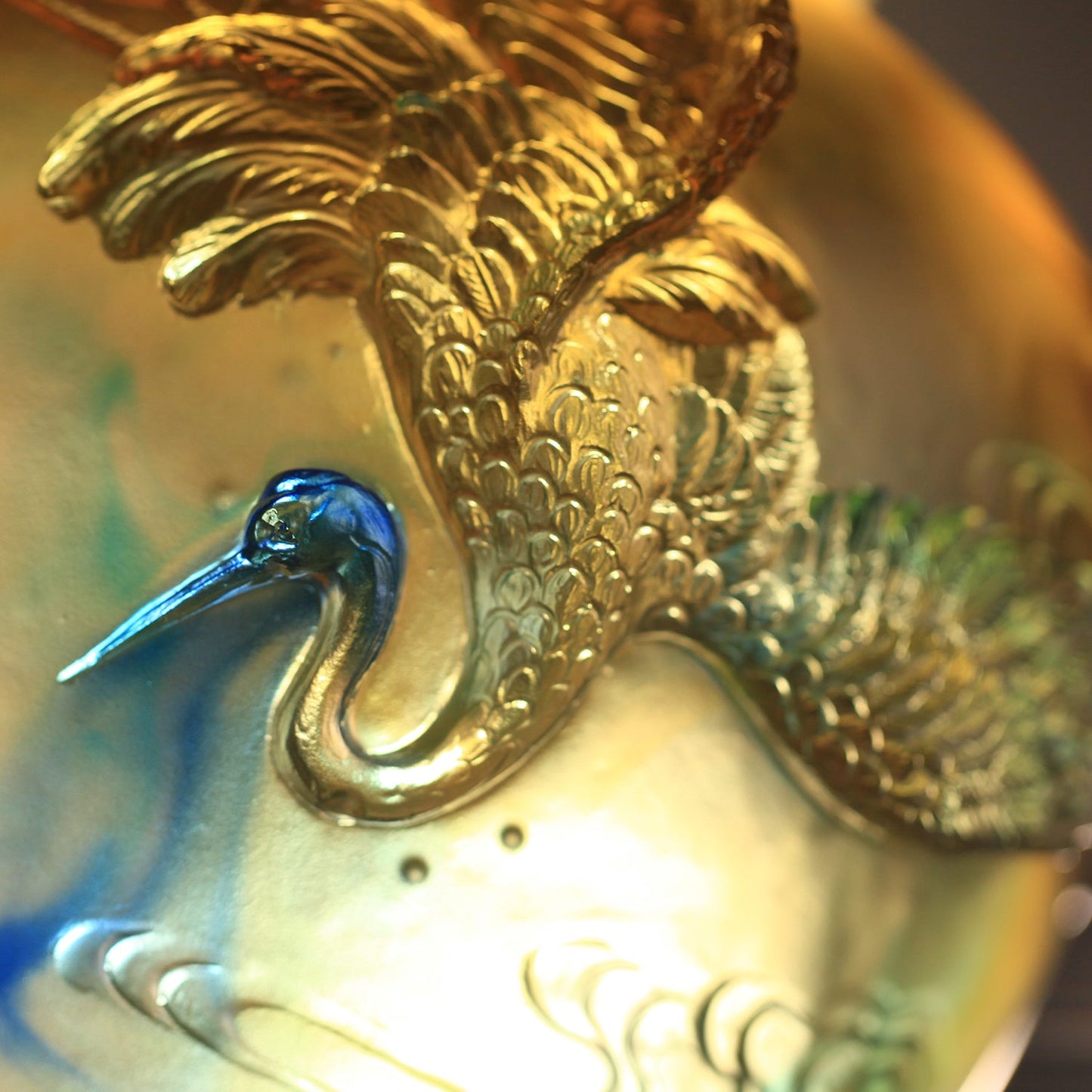 Crystal Floral Vase, Crane, Flight of Legacy - LIULI Crystal Art