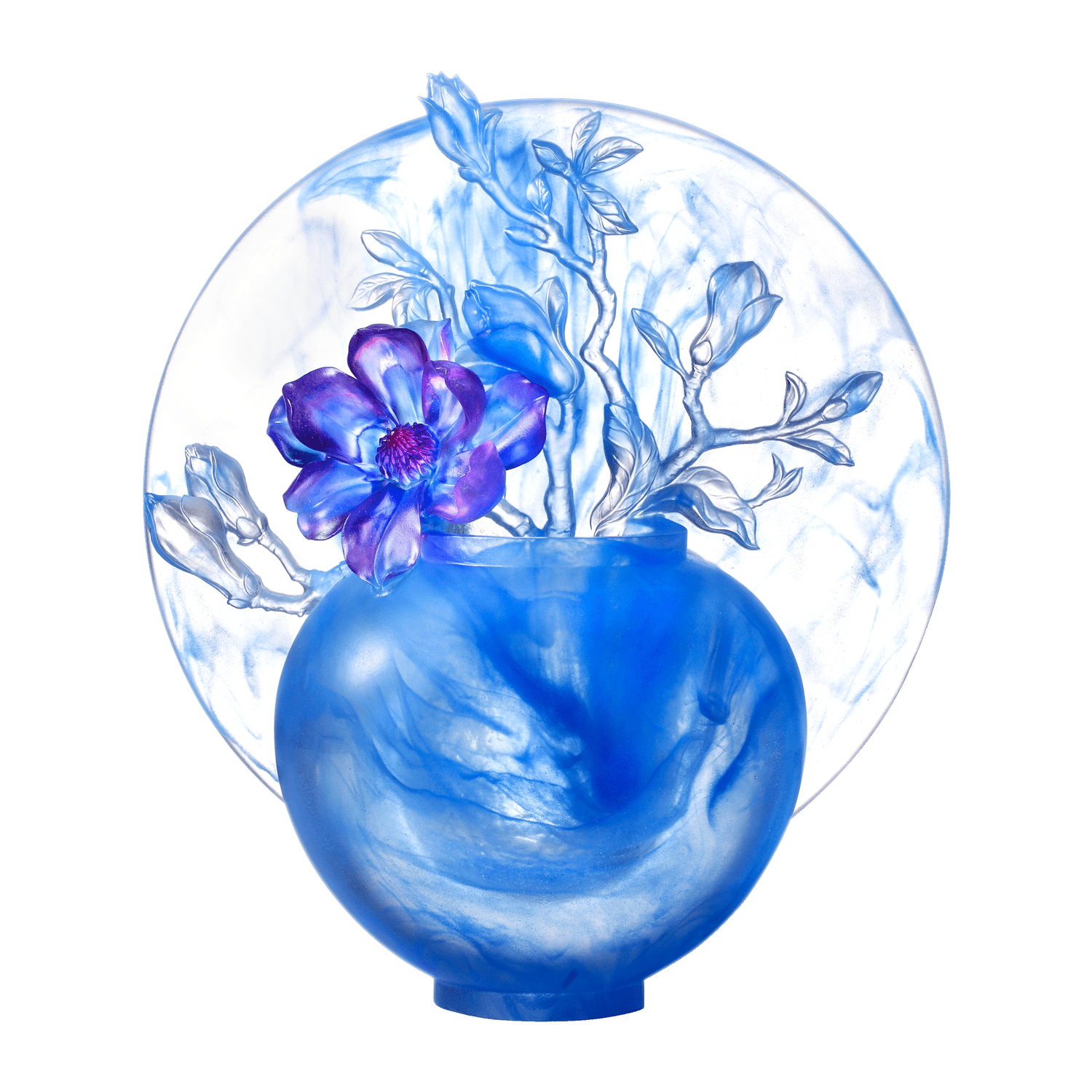 Crystal Flower, Magnolia, World of Beautiful Compassion - LIULI Crystal Art