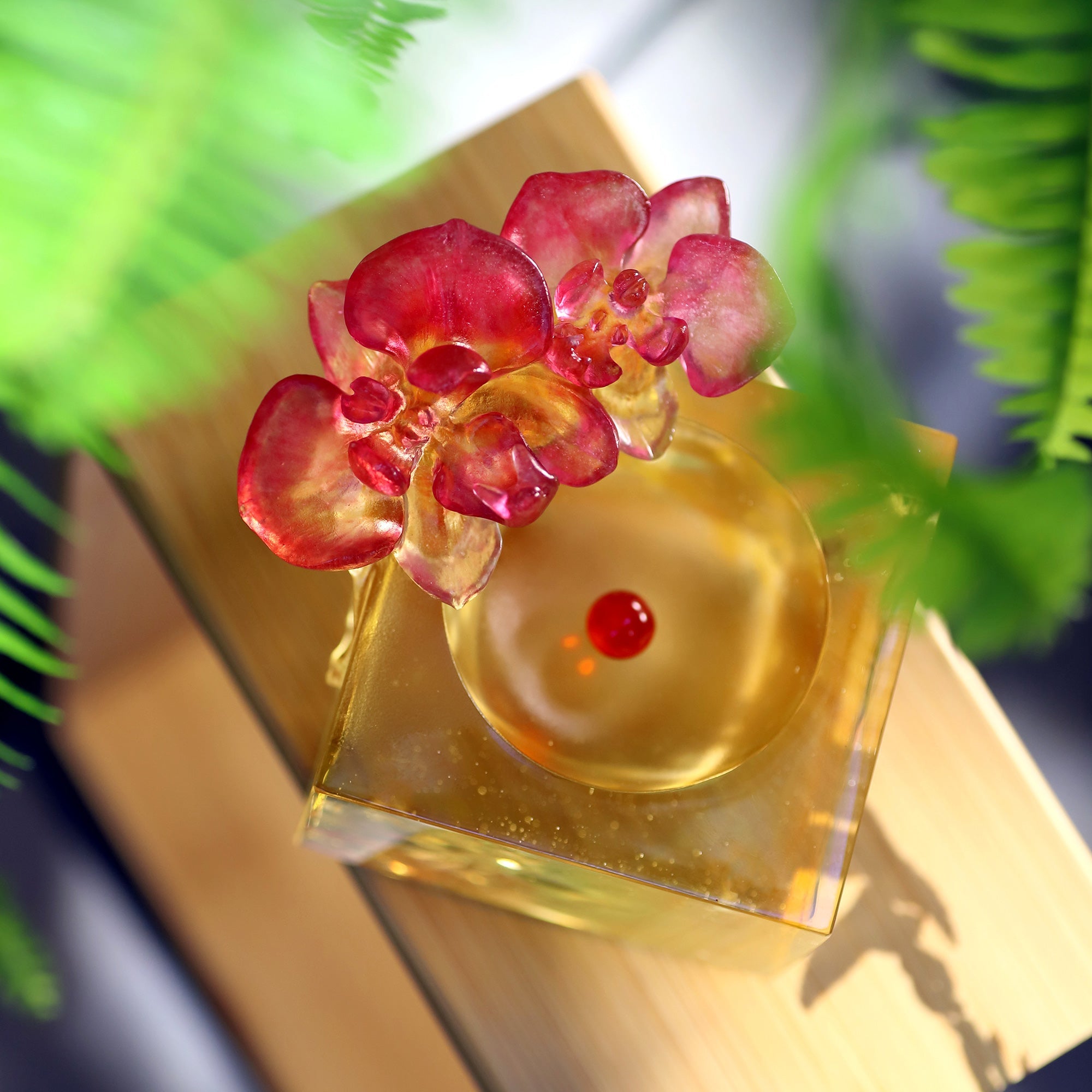Crystal Flower, Moth Orchid, Red Radiance - LIULI Crystal Art